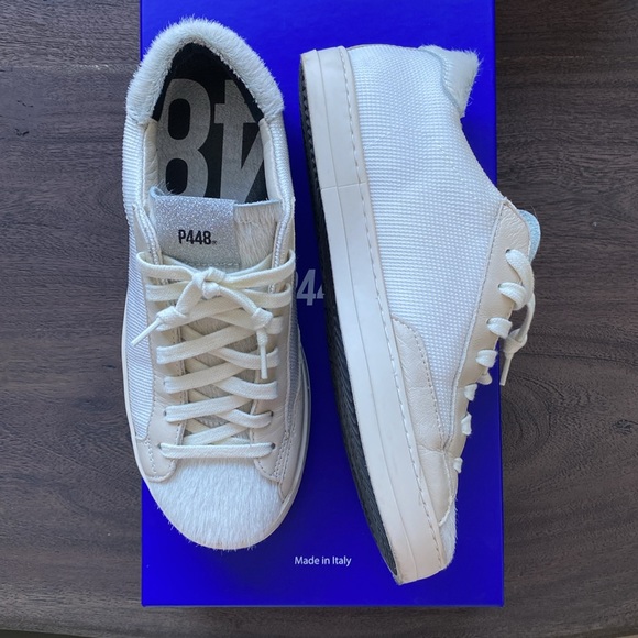 White runners/sneakers, fur trim - Picture 5 of 8